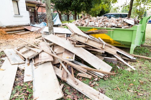 Construction site managing builders waste in East London