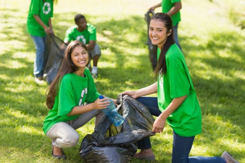 Team performing garden debris removal