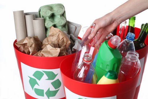 Waste collection trucks operating in East London